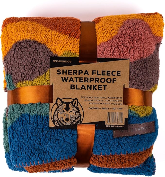 Wilderdog Sherpa Fleece Waterproof Dog Blanket - 50" x 40" - Canyon