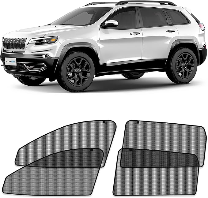 CLIM ART Magnetic Car Window Shades for Jeep Cherokee 2014-2023 – Custom-Fit Sun Blocker Curtains, Side Window Covers, Essential Car Accessories for Camping, Baby, and Privacy Protection - MS0245