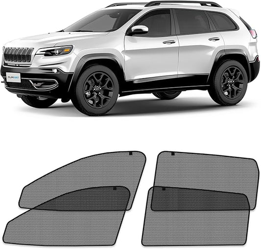 CLIM ART Magnetic Car Window Shades for Jeep Cherokee 2014-2023 – Custom-Fit Sun Blocker Curtains, Side Window Covers, Essential Car Accessories for Camping, Baby, and Privacy Protection - MS0245