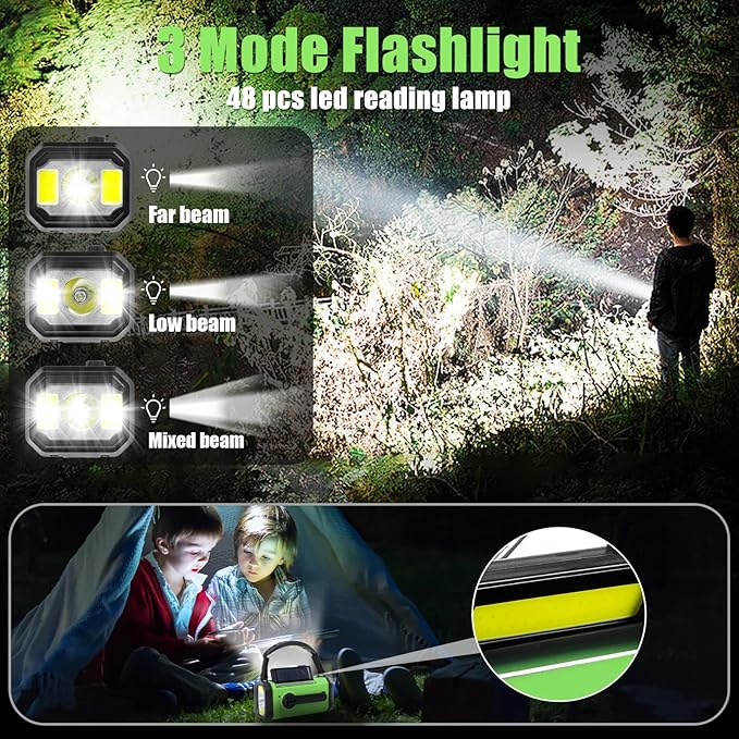 10000mAh Hand Crank Emergency Radio, NOAA Weather Radio with AM/FM & solar Radio, Rechargeable Battery, Flashlight & Reading Light, SOS Alarm, Compass Cell Phone Charger for Indoor Outdoor Emergencies