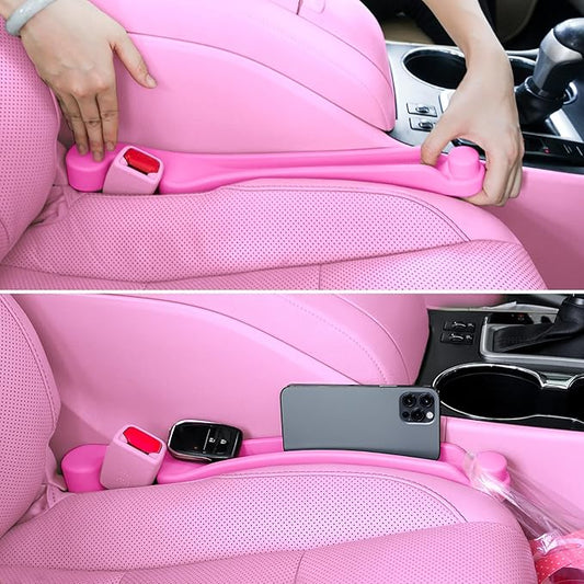 Givifive Car Seat Gap Filler Set of 2, 3IN1 Seat Side Gap Filler Plug with Storage Slot & Hook Function, Soft Foam Universal Fit Car SUV Truck Fill Gap Between Seats Console Organizer (Narrow Pink)