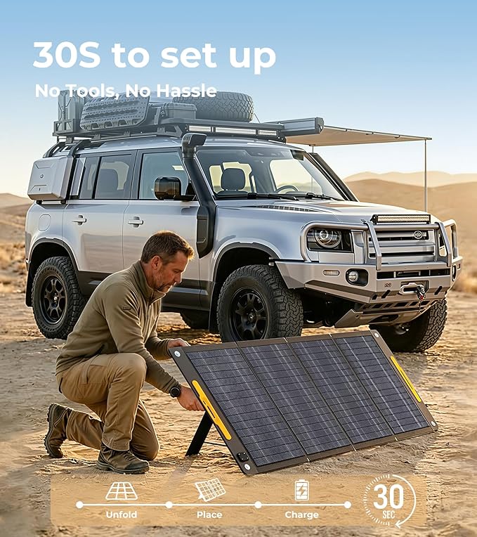 Lipower 200W Portable Solar Panel 18V, Foldable Solar Charger for Portable Power Sation, IP68 Waterproof Foldable Solar Panel Power Backup for Generator, RV, Camping, Off Grid