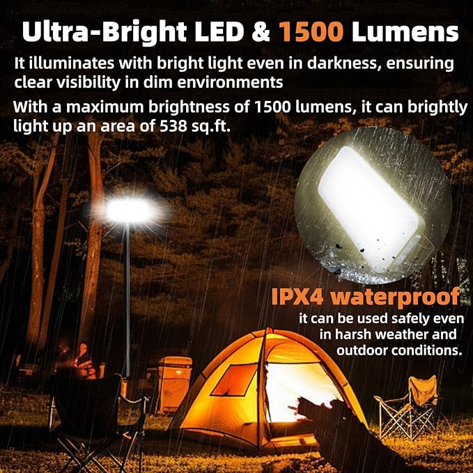 DOTWISE Camping Lantern Rechargeable 10000mAh, Lanterns for Power outages Max 1500LM Camping Lights up to 150Hours,Stepless Dimming & 6 Modes, IPX4 Waterproof,(Green)