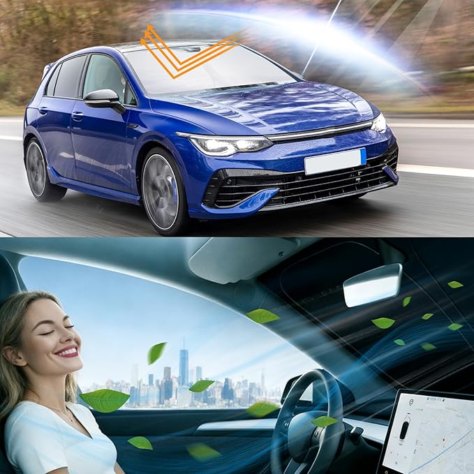 Windshield SunSshade Compatible with 2015-2021 Volkswagen Golf GTI e-Golf VW Golf R 4 Door Hatchback Accessories Sunshade Sun Visor Protector Keeps Car Cool