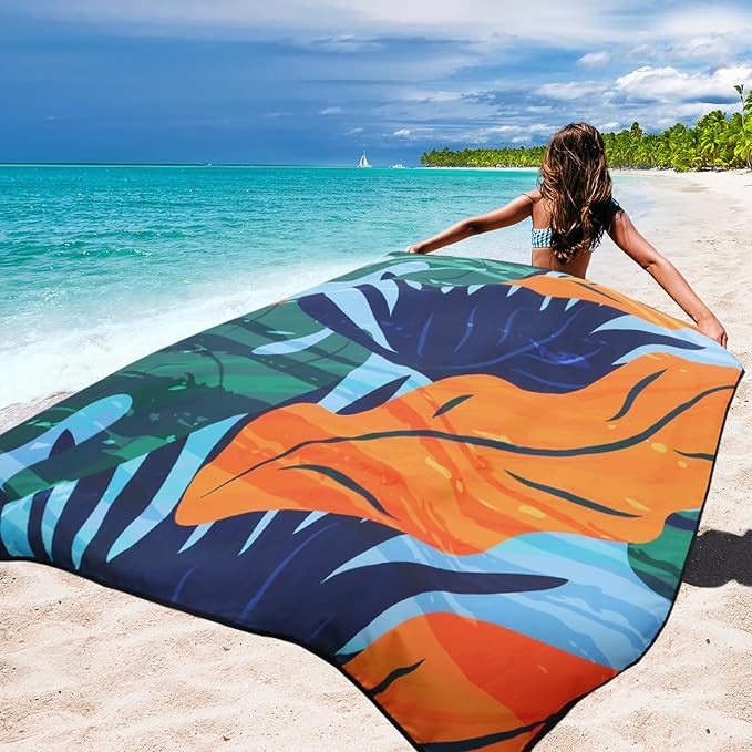 HIHOHO Beach Blanket Waterproof Sandproof Extra Large Beach Mat 79" X 83"/120"x108"for 1-8 Adults Quick Drying Durable Outdoor Picnic Mat for Beach Travel Camping Hiking