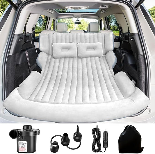 AearKing SUV Air Mattress, Thickened Car Air Mattress, SUV Mattress for Truck, Double-Sided Inflatable car Bed with 2 Pillows & Air Pump, Car Camping Mattress Back Seat, Inflatable Bed for Suvs