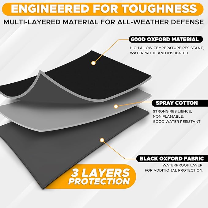 EcoNour Snow Cover for Toyota Tacoma | Heavy-Duty Windshield Cover for Ice and Snow Protection | 600D Oxford Winter Car Cover with S-Hook Straps
