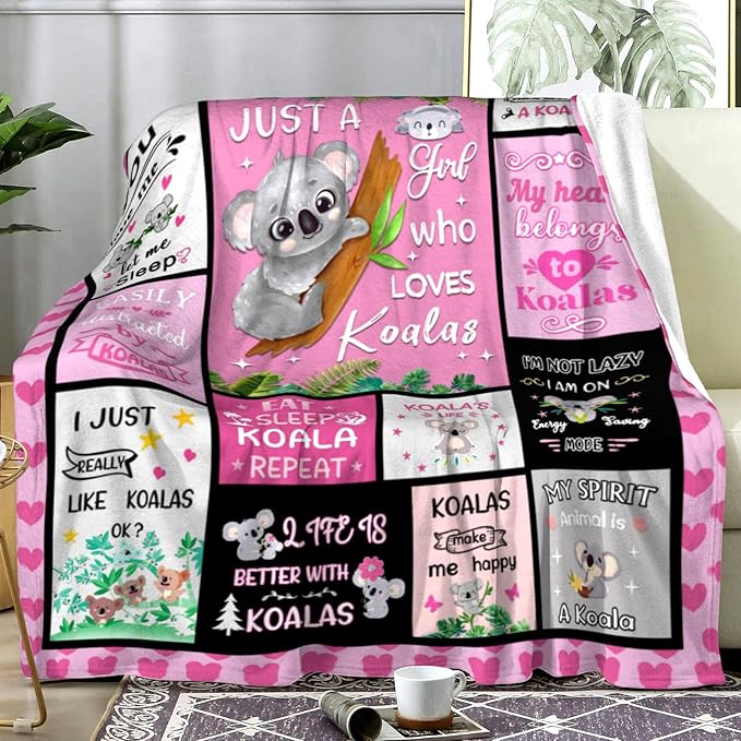 Koala Bear Blanket Koala Gifts for Kids Adults Women,Cute Cartoon Koalas Throw and Blankets for Koala Lovers Couch Bedroom Sofa All Season 50"X40"