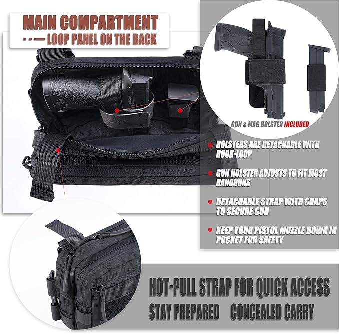 Tactical Chest Rig Bag Concealed Carry CCW Pack Molle Pouch IFAK EMT Medical Organizer for Outdoor Hunting Shooting Hiking with Quick Release Harness