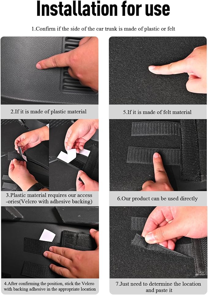 2PCS Car Rear Trunk Organizer Side Divider Board Console Storage Divider Waterproof Easy To Install Trunk Storage Organizer Side for Car, SUV,[Black]