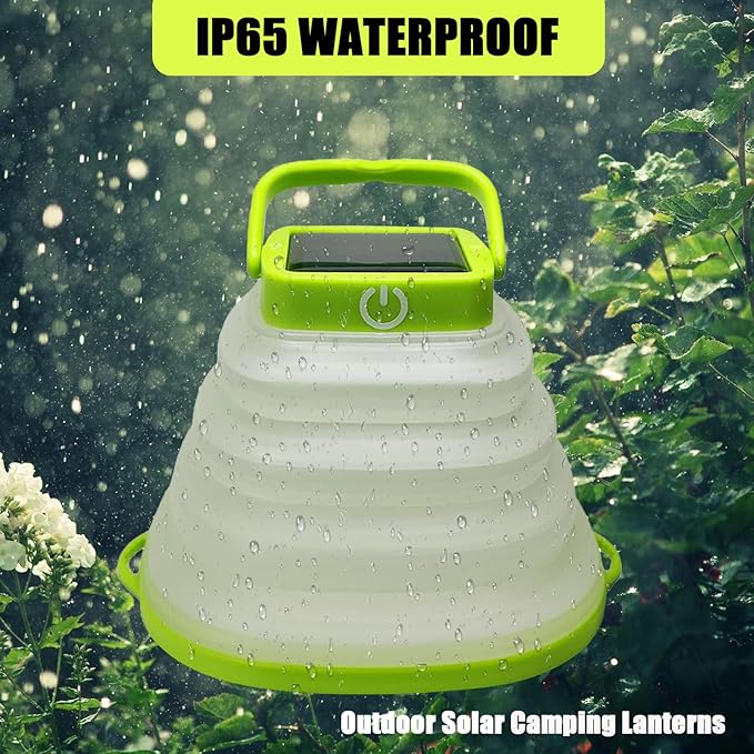 Solar Camping Lanterns-Collapsible Camping Essentials,IP65 Solar Lights Outdoor Waterproof,USB Portable Camping Hanging Lamp for Backpacking Gear,Emergency,Tent,Travel,Hiking