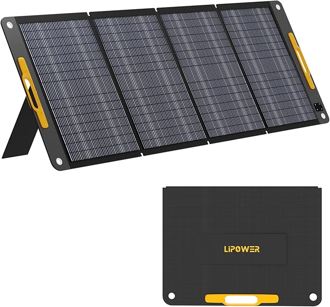 Lipower 200W Portable Solar Panel 18V, Foldable Solar Charger for Portable Power Sation, IP68 Waterproof Foldable Solar Panel Power Backup for Generator, RV, Camping, Off Grid