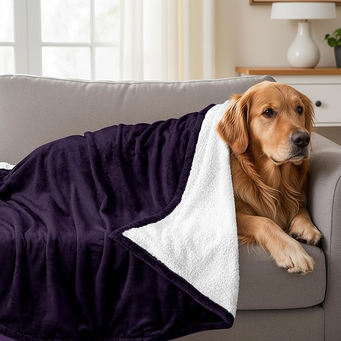Utopia Bedding Sherpa Blanket Throw Size (Plum, 50x60 Inches) - Soft Lightweight Plush Fleece Reversible Blanket for Bed, Sofa, Couch, Camping and Travel