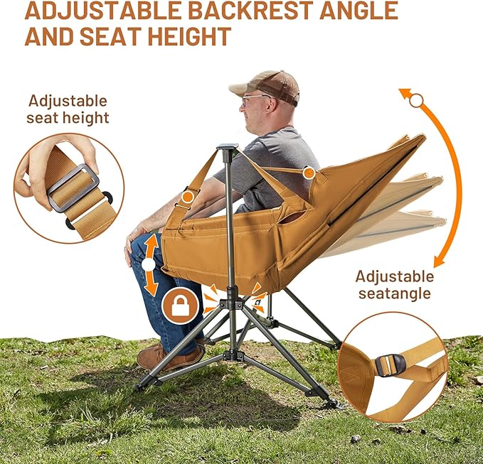 TIMBER RIDGE Hammock Camping Chair, Oversized Swinging Hammock Chair with Adjustable Back and Seat for Outdoor Lawn, Sports, Supports 400lbs, Orange