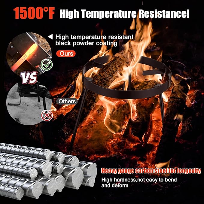 Campfire Tripod for Cooking - Campfire Cooking Equipment, Outdoor Fire Pit Stand, Portable Cast Iron Open Camping Tripod cookware for Dutch Oven,Grill,Lodge,firepit