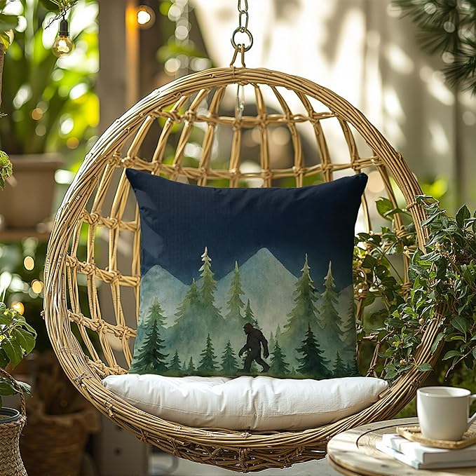 Funny Bigfoot Sasquatch Forest Throw Pillow Covers,Camper Decor Pillowcase,Big Foot Sasquatch Gifts,Camping Camper Bigfoot Gifts for Women