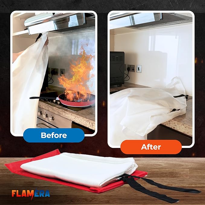 Emergency Fire Blanket for Home and Kitchen (2-Pack) Fireproof and Fire Suppression Blanket | 40"x40" Fiberglass Fire Blankets for Home Safety, Camping, and Office - Fire Retardant Blankets for Fires