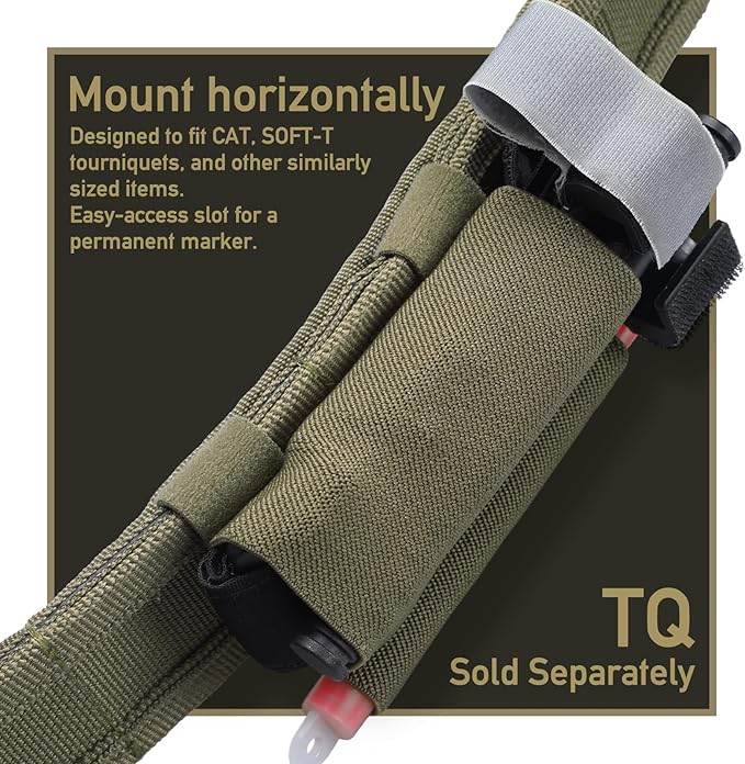 LIVANS Tourniquet Holder TQ Sleeve, Elastic Tourniquet Holder for Duty Belt Tactical Retention Band TQ Pouch Horizontal Battle Belt Accessories Survival Gear