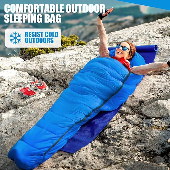 OBTANIM Sleeping Bags Portable Waterproof Camping Sleeping Bag for Adults Kids 4 Seasons Cold Weather or Warm Backpacking Hiking Travel Indoor Outdoor Use