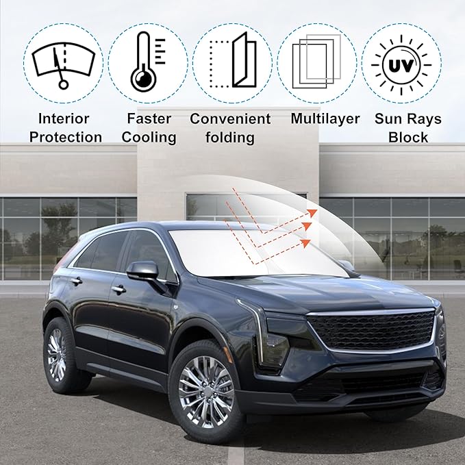 YYCKE Windshield Sun Shade Accessories Compatible with 2019-2024 2025 XT4 for Chevrolet Foldable Sunshade Sun Visor Blocks UV