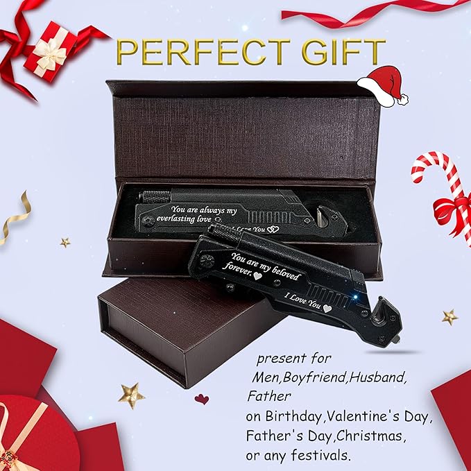 Personalized Gifts for Men,Engraved Pocket Knife with 6 Functions,Custom Gifts for Dad,boyfriend,Husband