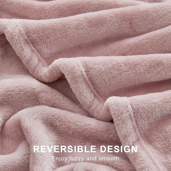 Hansleep Fleece Pink Throw Blanket, Super Soft Flannel Fuzzy Plush Cozy Blanket for All Seasons, Pink, Throw 50x60 Inches