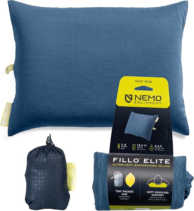 Nemo Equipment Fillo Elite Ultralight Backpacking Pillow - Blue Horizon/Citron - One Size