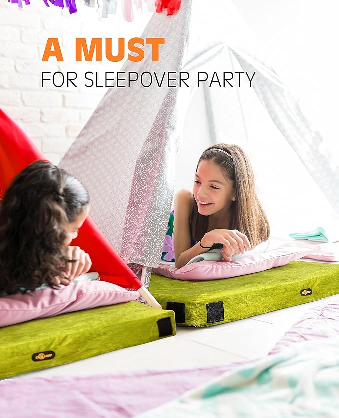 GAIALOOP 3 Inch Memory Foam Camping Mattress, Dual Layer Thick Sleeping Camp Pad for Car Tent Cot, Roll-Up Portable Glamping Floor Bed for Guests Sleepover