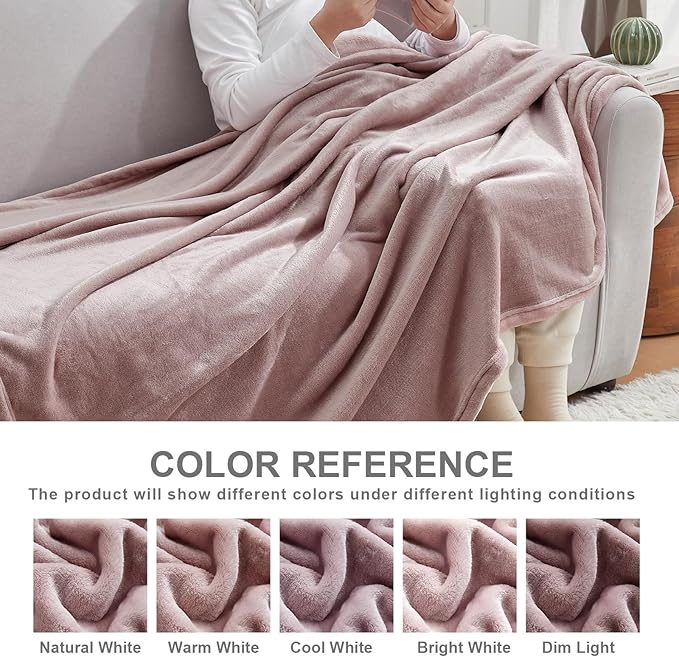 Hansleep Fleece Pink Twin Blanket, Super Soft Flannel Fuzzy Plush Cozy Blanket for All Seasons, Pink, Twin 60x80 Inches