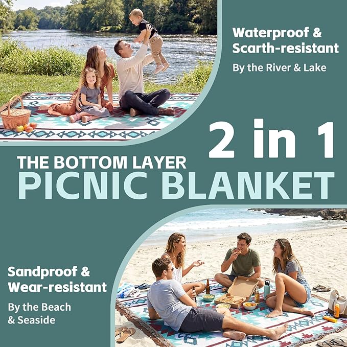 2 in 1 Extra Large Boho Beach Blanket Towel Sand Free Outdoor Picnic Mat Giant Oversized Xl Big Jumbo Huge Turkish Woven Throw Cloud Summer Vacation Essential Travel Must Have Accessories Women Gift