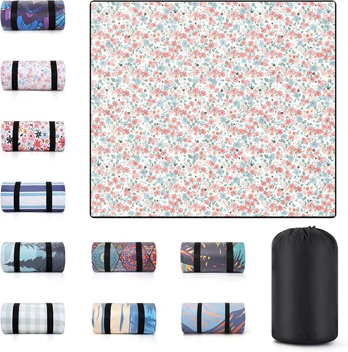 60x80" Large Picnic Blankets Waterproof Outdoor Beach Blanket Sandfree Tent Camping Sleeping Carpet Portable Yoga Meditation Mat Road Trip Car Travel Essentials Hiking Backpacking Gear Gifts