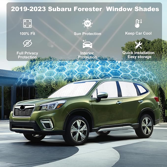 XCBYT 2019-2023 Forester Full Coverage Window Shades | 6-Layer Blackout Insulated Sun & UV Protection | Custom Fit Privacy Covers for Camping, Sleeping & Car Living (8 PCS)