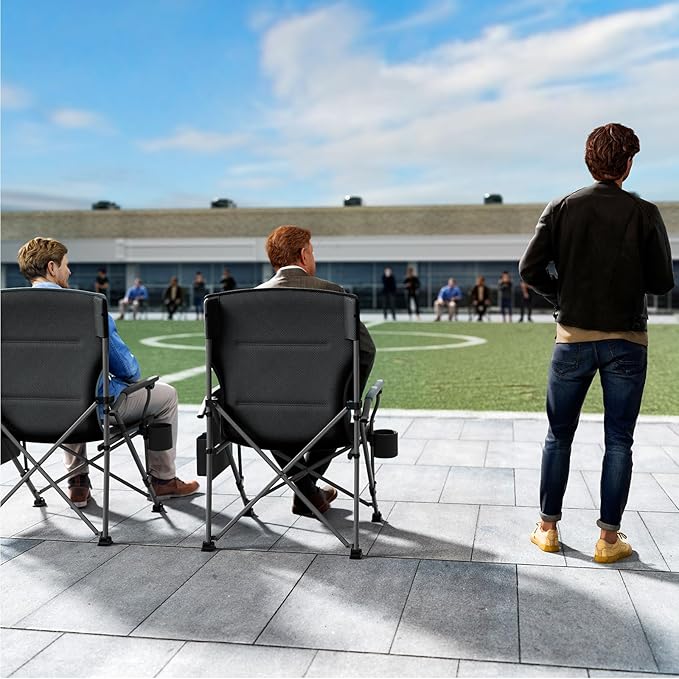 TIMBER RIDGE Oversized Folding Camping Chair High Back Heavy Duty for Adults Support up to 500lbs with Cup Holder, Side Pocket Cooler Bag 2 Pack