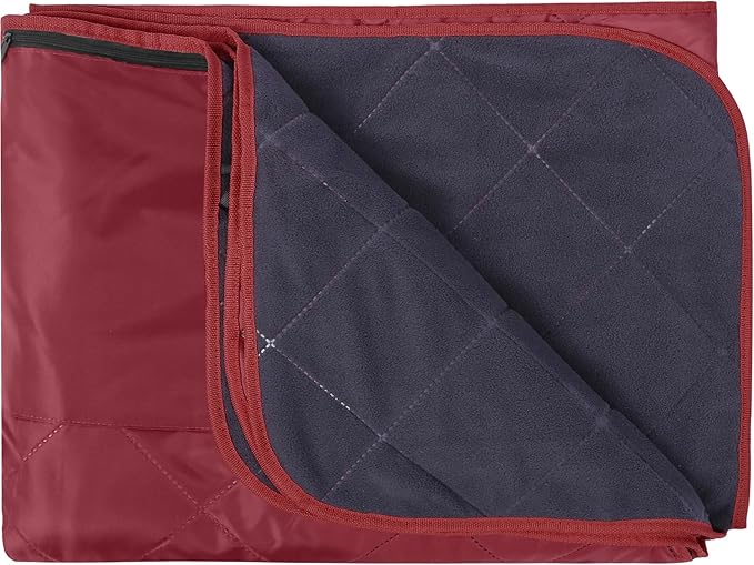 REDCAMP Large Waterproof Stadium Blanket for Cold Weather, Soft Warm Fleece Camping Blanket Windproof for Outdoor Sports, Red