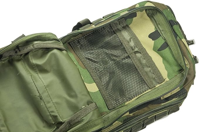 Mil-Tec Unisex Assault Pack - Rugged Durable Lightweight Ergonomic Versatile Tactical Outdoor Camping Hiking Backpack with Adjustable Padded Shoulder Straps & MOLLE Loops, Woodland Camo, 20L