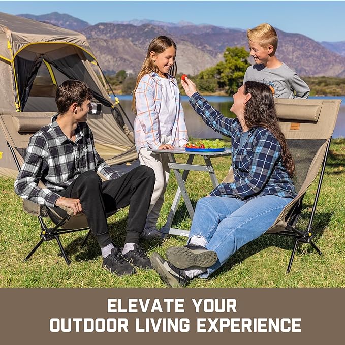 FanttikOutdoor Zeta L8 Max Camping Chair, Portable & Lightweight, Multi-Angle Adjustable, Supports up to 250 lbs, Comfort-Driven Design, High Strength Camping Chair for Travel, Hiking, Fishing, Khaki