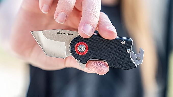Smith & Wesson Benji Folding Knife with Bottle Opener, Money Clip, 1.5"-3.5" Stainless Steel Blade, For Tactical, Survival, and Everyday Carry