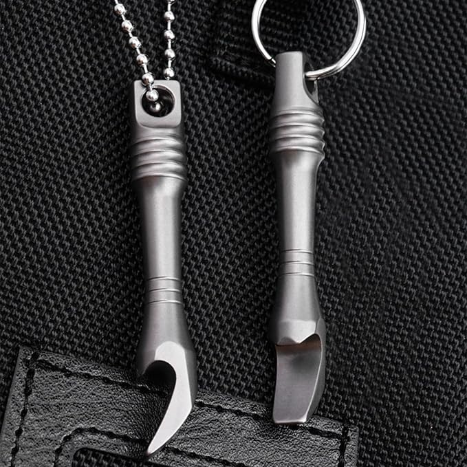 EDC Pry Bar Pocket Multi Tool - Solid Titanium Pry Tool with Keychain Hole, Compact Durable EDC Gear for Box Opening, Scraping Light Prying,Bottle Opener, Emergency