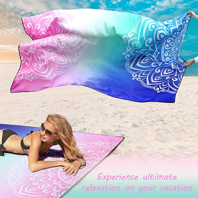 HIHOHO Beach Blanket Waterproof Sandproof Extra Large Beach Mat 79" X 83"/120"x108"for 1-8 Adults Quick Drying Durable Outdoor Picnic Mat for Beach Travel Camping Hiking