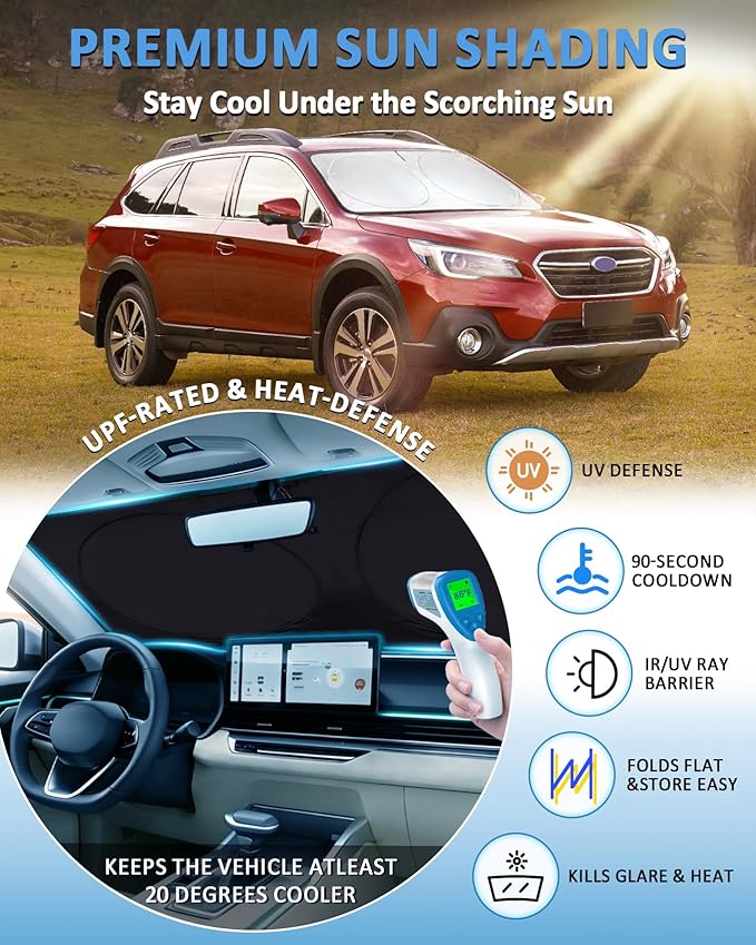Sun Shade for Outback Windshield Sunshade fit for Subaru Outback 2015-2018 2019 Accessories Front Window Cover Shield Car Visor Protector Block UV Ray Heat