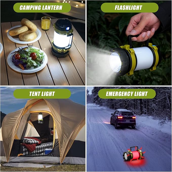 AlpsWolf Camping Lantern Rechargeable , Alpswolf Camping Flashlight 4000 Capacity, 6 Modes, IPX4 Waterproof, Led Lantern Camping, Hiking, Outdoor Recreations (1pack-Green)