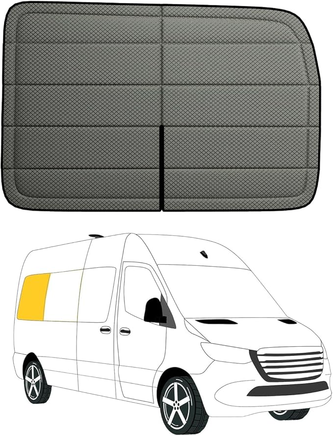 Extra-Thick Passenger Rear Window Cover for Mercedes-Benz Sprinter 170WB, 2007-2026, Magnetic Insulated Blackout Sunshade, XPE Foam & Thinsulate Cotton, AllSeasonGuard Pro