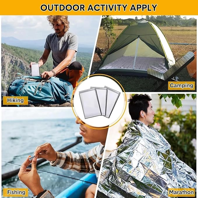 Emergency Survival Blanket, Mylar Thermal Blanket, Gigantic Space Blanket 82" x 63" (2)
