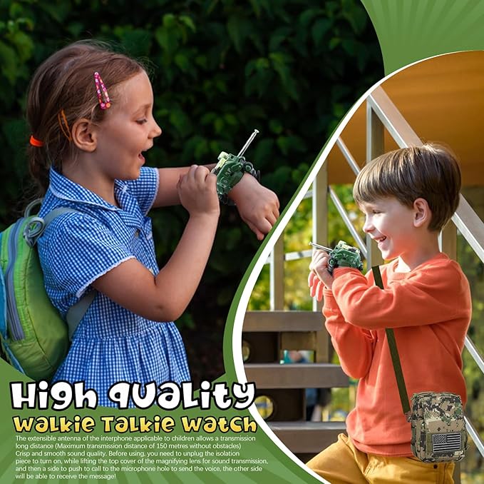 Walkie Talkies Set for Kids, Outdoor Camouflage Adventure Gear Toys, Adventure Hunting Game Toys Gifts, Children's Binoculars, for Boy Girls Aged 6+