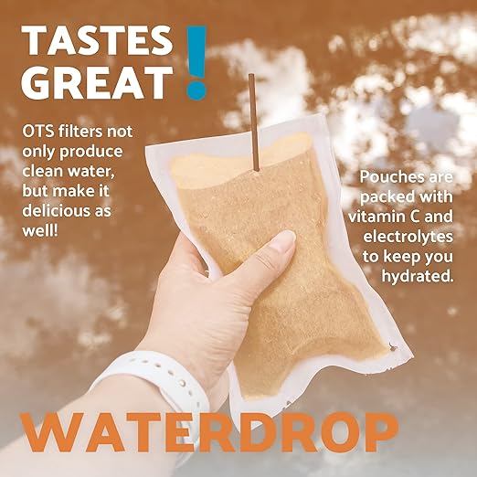 OTS Osmo Waterdrop 5-Pack Water Purifier & Desalination Pouch, Portable Forward Osmosis Filtration System for Fresh or Brackish Water, Emergency Survival Kit Essential for Hiking & Disaster Prep