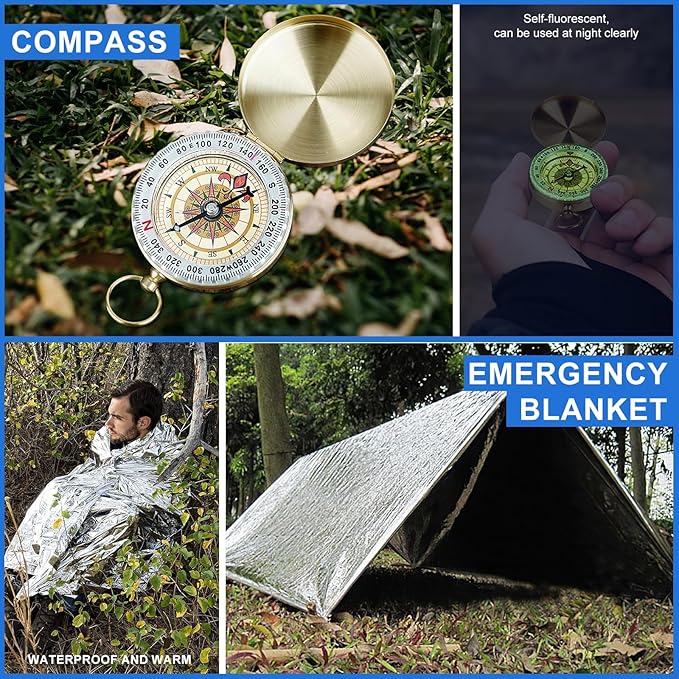 LAUFARY Survival Kits 30 in 1, Christmas Birth Day Gift for Men Women Adventure Lovers, Survival Gear and Equipment, Camping Accessories, Cool Gadgets, Camping, Fishing, Hunting, Adventure.