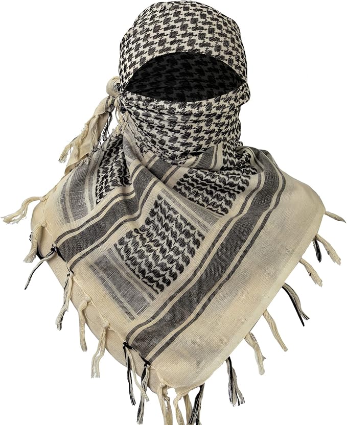 Aonal Military Shemagh Tactical Desert Scarf, 100% Cotton Keffiyeh Neck Head Scarf Wrap for Men Women