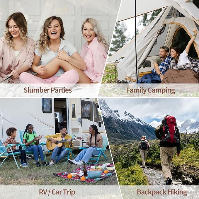 KingCamp Cotton Flannel Sleeping Bag, 90x35 Sleeping Bags for Adults Cold Weather, Big and Tall, Zip Together for 2P Sleeping Bag for 4 Season, Lightweight, Water Resistant for Camping Backpacking