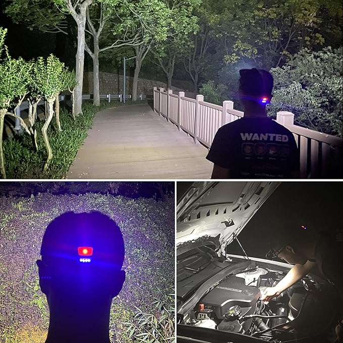 Headlamp LED Headlight Rechargeable 22000 High Lumen USB Head Light, Head Lamp COB Floodlight with Red Light for Adults - Night Fishing, Construction, Maintenance - 90° Adjustable