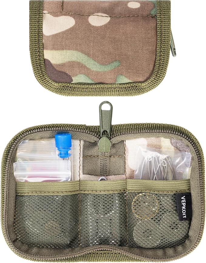 Military Sewing Kit, Marine Corps Deluxe Survival Sew Kit for Men or Women, Mini Repair Sewing Tools with Zipper in Durable Nylon Case, Portable for on The Field Use, Army Button Sewing Kit (Multi)